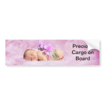 Baby girl pink clouds and stork bumper sticker