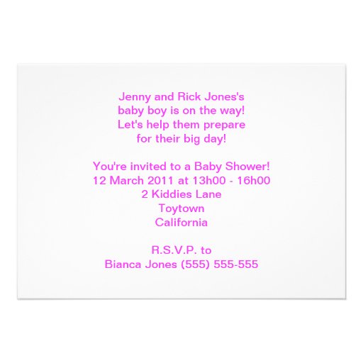 Baby girl pink clouds and stork shower invitation