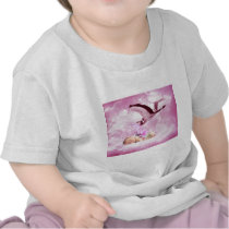 Baby girl pink clouds and stork t shirt
