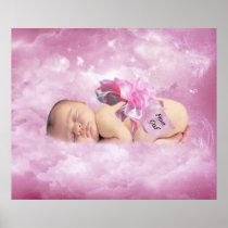 Baby girl pink clouds fantasy bedroom poster posters