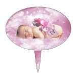 Baby girl pink clouds fantasy oval cake toppers