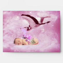 Baby girl pink congratulations or invite envelope