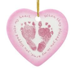 Baby Girl Pink Footprint Photo Ornament