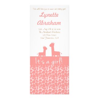 Baby Girl - Pink giraffe silhouettes & prints Custom Announcements