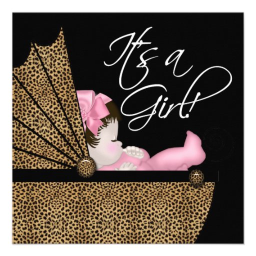Baby Girl Pink Leopard Baby Shower Invitation