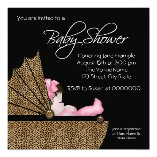 Baby Girl Pink Leopard Baby Shower Invitation