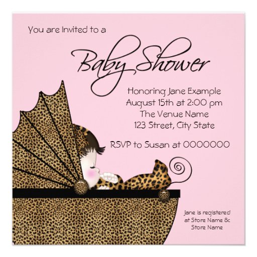 Baby Girl Pink Leopard Baby Shower Invitation