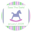 Baby Girl Pink, Purple, Green Toy Horse Stickers by SayItNow Baby Girl Pink, Purple, Green Toy Horse Stickers