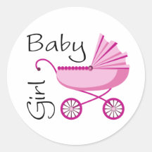 Baby girl pink stroller sticker