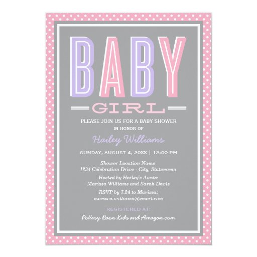 Baby Girl Shower | Chic Type in Pink and Purple Card