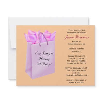 Baby Girl Shower, Cute Baby Umbrella with Gifts, Personalized Invites by ForeverAndEverAfter