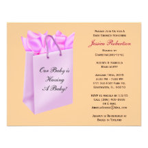 Baby Girl Shower, Cute Baby Umbrella with Gifts, Personalized Invites