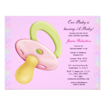 Baby Girl Shower, Cute Pink, Personalized Announcements