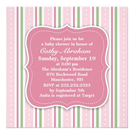 Baby Girl Shower Flat Invitation