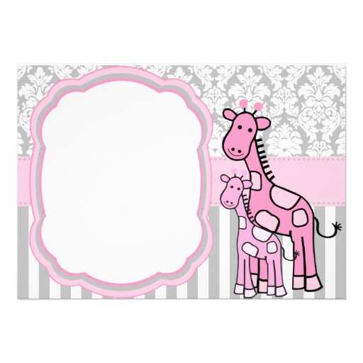 Baby Girl Shower Invitation pink giraffe customize