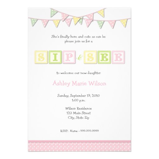 Baby Girl Sip and See Invitation