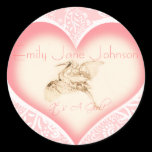Baby Girl Stickers with vintage Stork