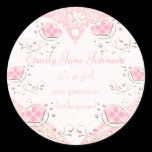Baby Girl Stickers with vintage Stork
