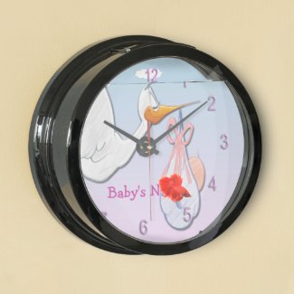 Baby Girl - Stork Aqua Clock