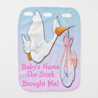 Baby Girl - Stork Cute Baby Burp Cloth