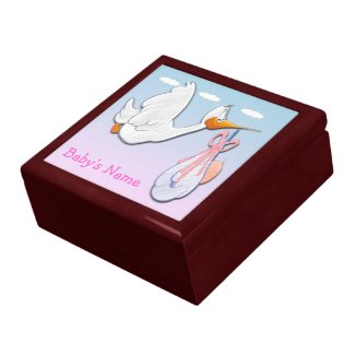 Baby Girl - Stork Gift Box/Trinket Box