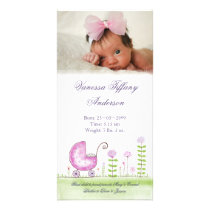 Baby Girl Stroller Birth Announcement Photo Cards