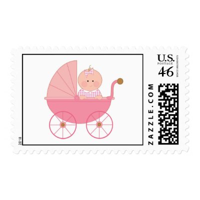 Baby Girl Stroller Stamp by Maria_K_Bell