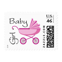 Baby girl stroller postage stamp