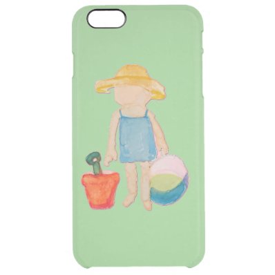 Baby Girl Toddler on Summer Beach Birthday Mint Clear iPhone 6 Plus Case