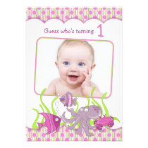 Baby Girl Under the Sea Birthday Invitation