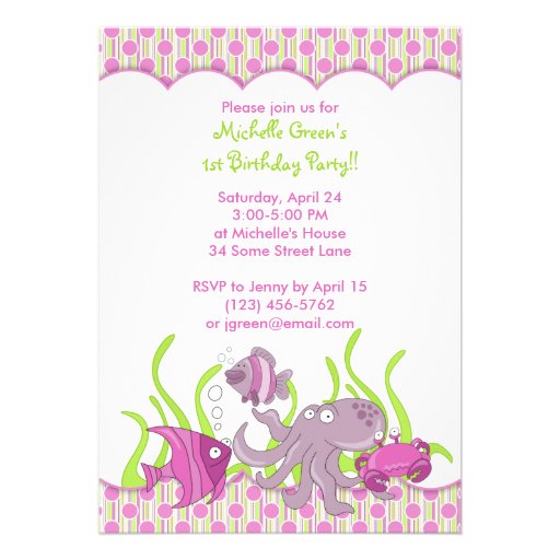 Baby Girl Under the Sea Birthday Invitation