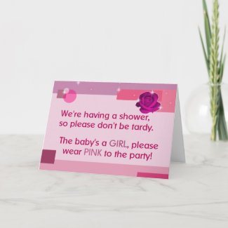 Baby Girl Wear Pink To The Party Shower Invitation card