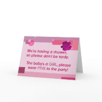 Baby Girl Wear Pink To The Party Shower Invitation cards by bizarretees Baby Girl Wear Pink To The Party Shower Invitation cards
