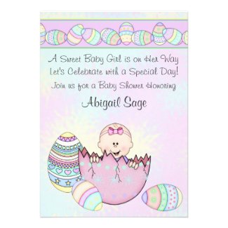 Baby Girl with Easter Eggs Baby Shower Invitation