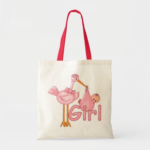 Baby Girl with Stork bag