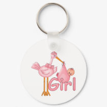 Baby Girl with Stork keychains by babyworld Baby Girl with Stork keychains