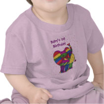 Baby Girl's 1st Birthday elephant Tshirts