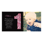 Baby Girls 1st Birthday Thank You Photo Card photo cards