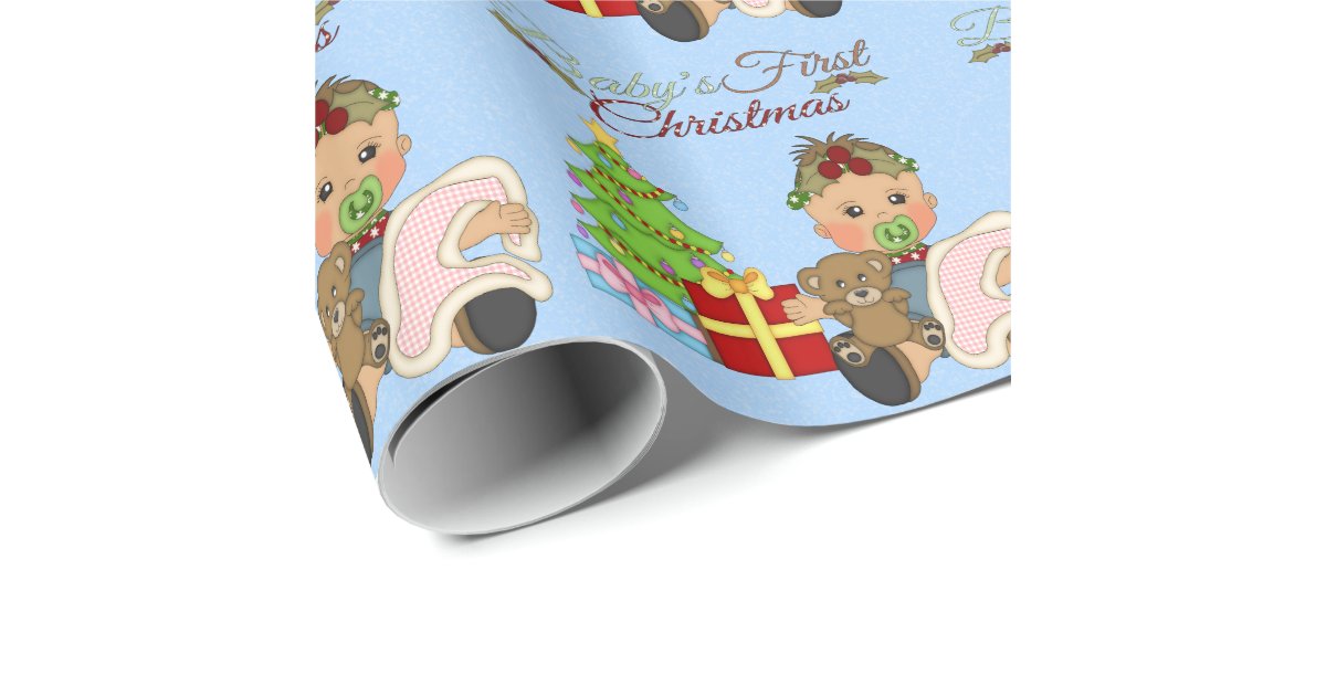 Baby Girl's 1st Christmas Wrapping Paper Zazzle
