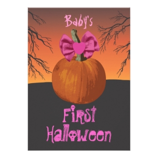 Baby Girls 1st Halloween Party Invites