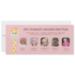 Baby Girl's First Birthday Year Custom Invitations