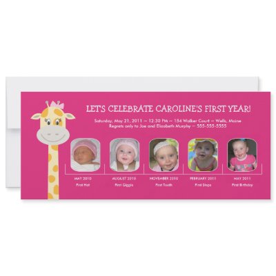 Baby Girl's First Birthday Year Announcement by labellarue