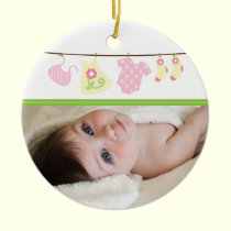 Baby Girl's Laundry Christmas Ornament (lime) ornaments