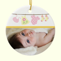 Baby Girl's Laundry Christmas Ornament (yellow) ornaments