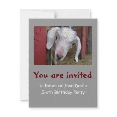 Baby Goat Birthday Party Invitation by oinkpix