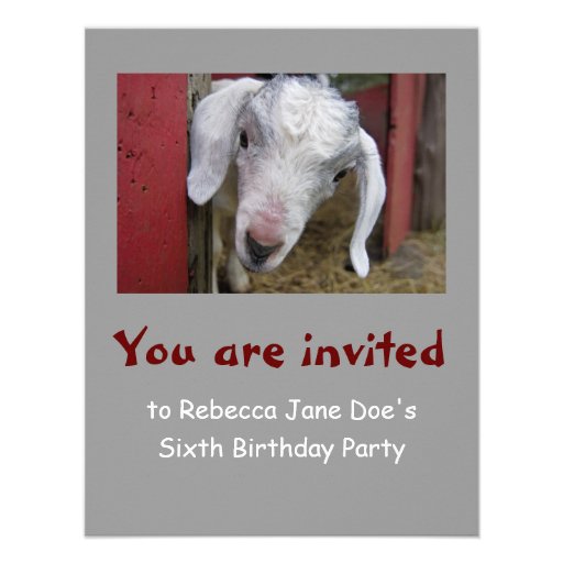 Baby Goat Birthday Party Invitation | Zazzle
