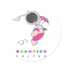 BABY GOLFER 01 ROUND STICKER