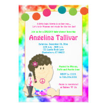 Baby Hippie 60s 70s Groovy Baby Shower (Girl) Custom Invites