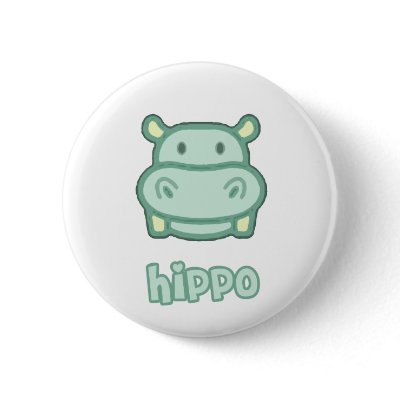 Baby Hippo Cartoon Pins by BurchellDesign