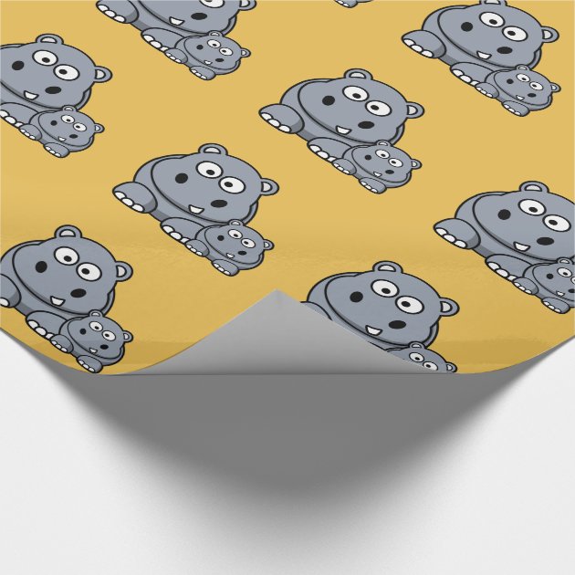 Baby Hippo Family, Cute Wild Safari Wrapping Paper